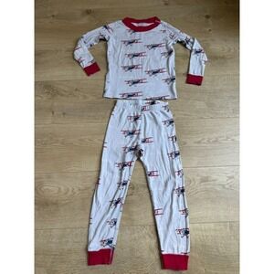 EUC Kid Hanna Andersson airplane pajama long john set organic cotton sz 4 100
